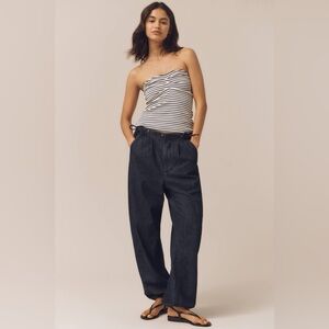Pilcro Anthropologie Mid Rise Pull On Dark Blue Jogger Jeans
